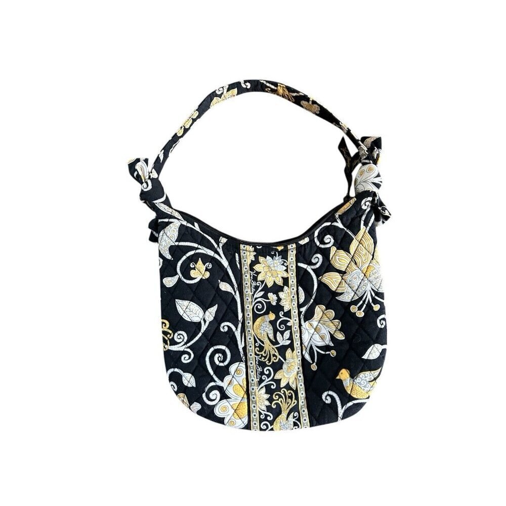 Vera Bradley Women's RETIRED Quilted Yellow Bird‎ Black Small Shoulder Bag